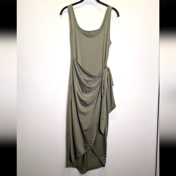 Green Sleeveless Tank Side Tie Hi-Lo Wrap Dress Size Medium - Picture 2 of 7